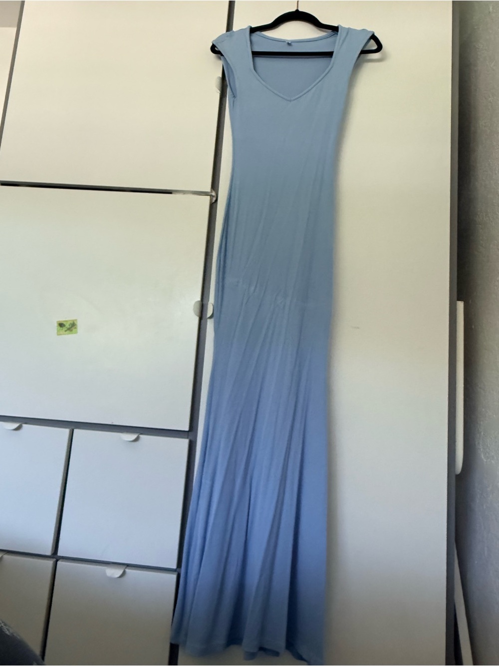 Sleeveless Light Blue Maxi Dress - Elegant V-Neck